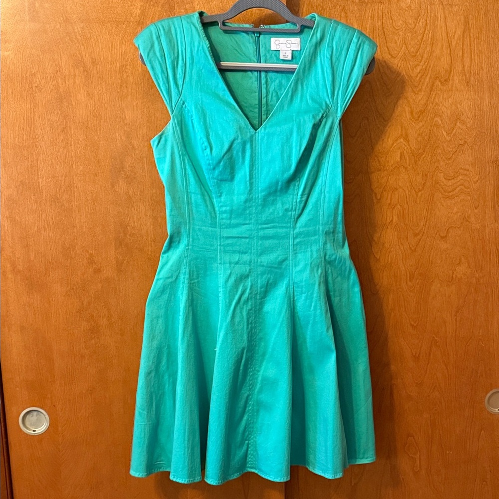 Jessica Simpson Turquoise Fit-and-Flare Midi Dress
